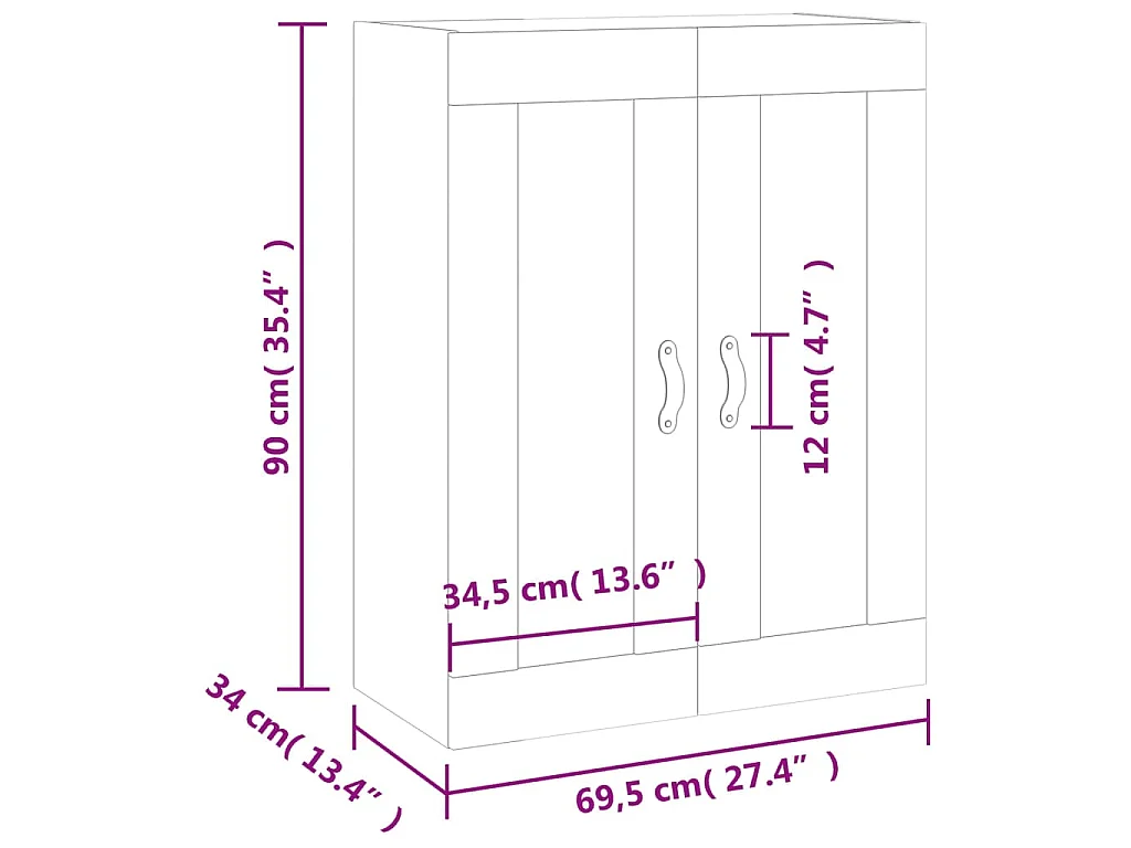 Armoire murale sonoma gris 69,5x34x90 cm