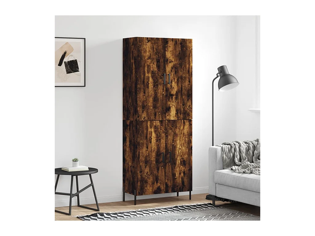Buffet haut Chêne fumé 69,5x34x180 cm Bois d'ingénierie