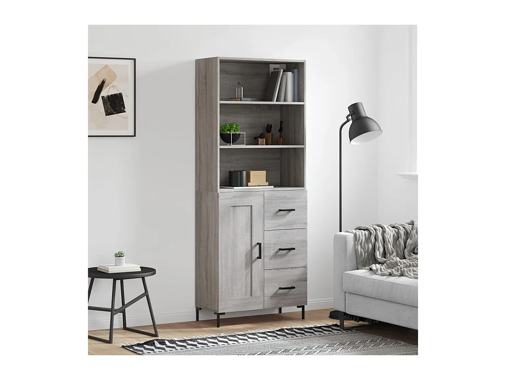 Buffet haut Sonoma gris 69,5x34x180 cm Bois d'ingénierie