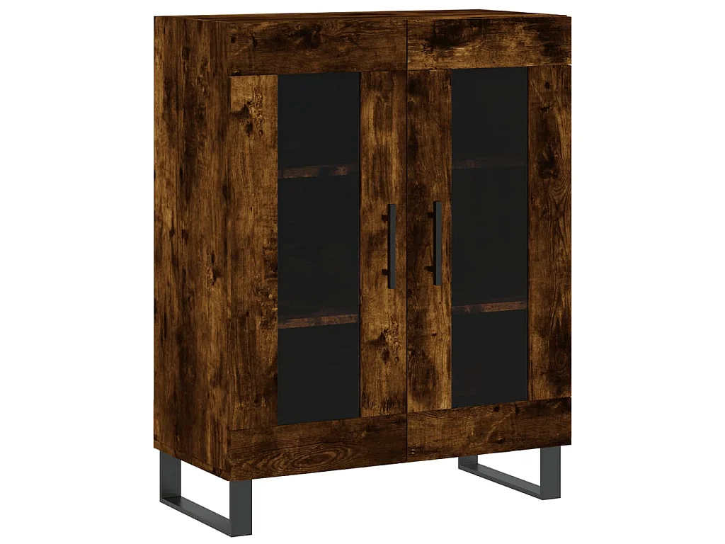 Hoge kast 69,5x34x180 cm bewerkt hout gerookt eikenkleurig