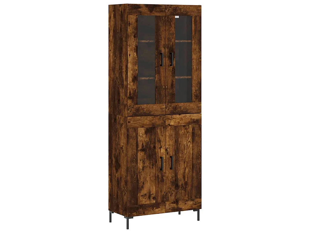 Buffet haut Chêne fumé 69,5x34x180 cm Bois d'ingénierie