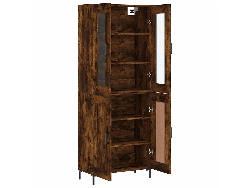 Buffet haut Chêne fumé 69,5x34x180 cm Bois d'ingénierie