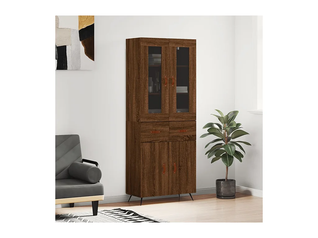 Buffet haut Chêne marron 69,5x34x180 cm Bois d'ingénierie