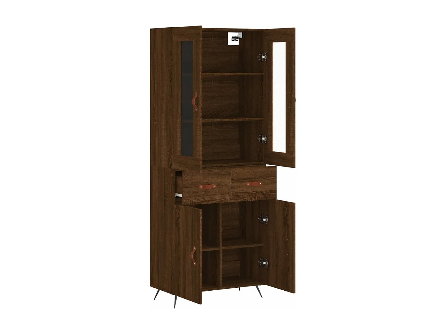 Buffet haut Chêne marron 69,5x34x180 cm Bois d'ingénierie