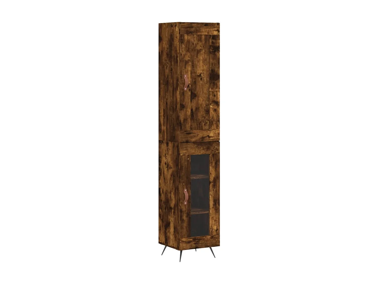 Buffet haut Chêne fumé 34,5x34x180 cm Bois d'ingénierie