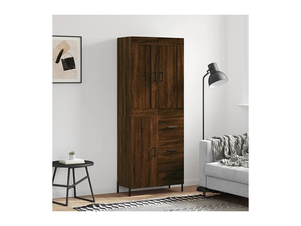 Buffet haut Chêne marron 69,5x34x180 cm Bois d'ingénierie