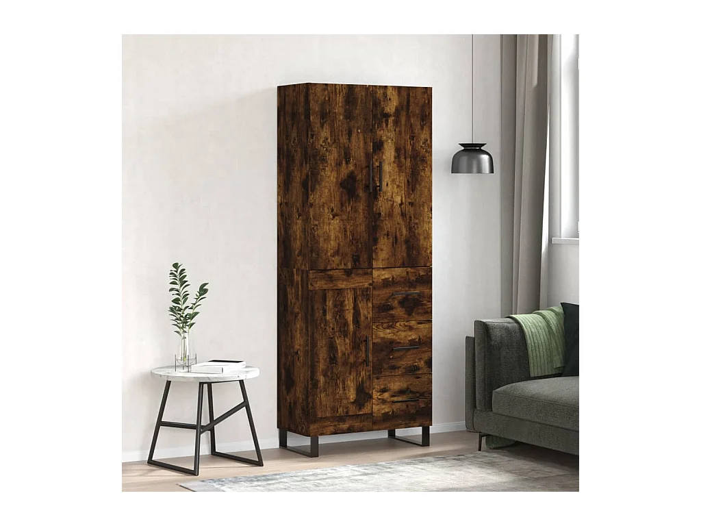 Highboard Räuchereiche 69,5x34x180 cm Holzwerkstoff