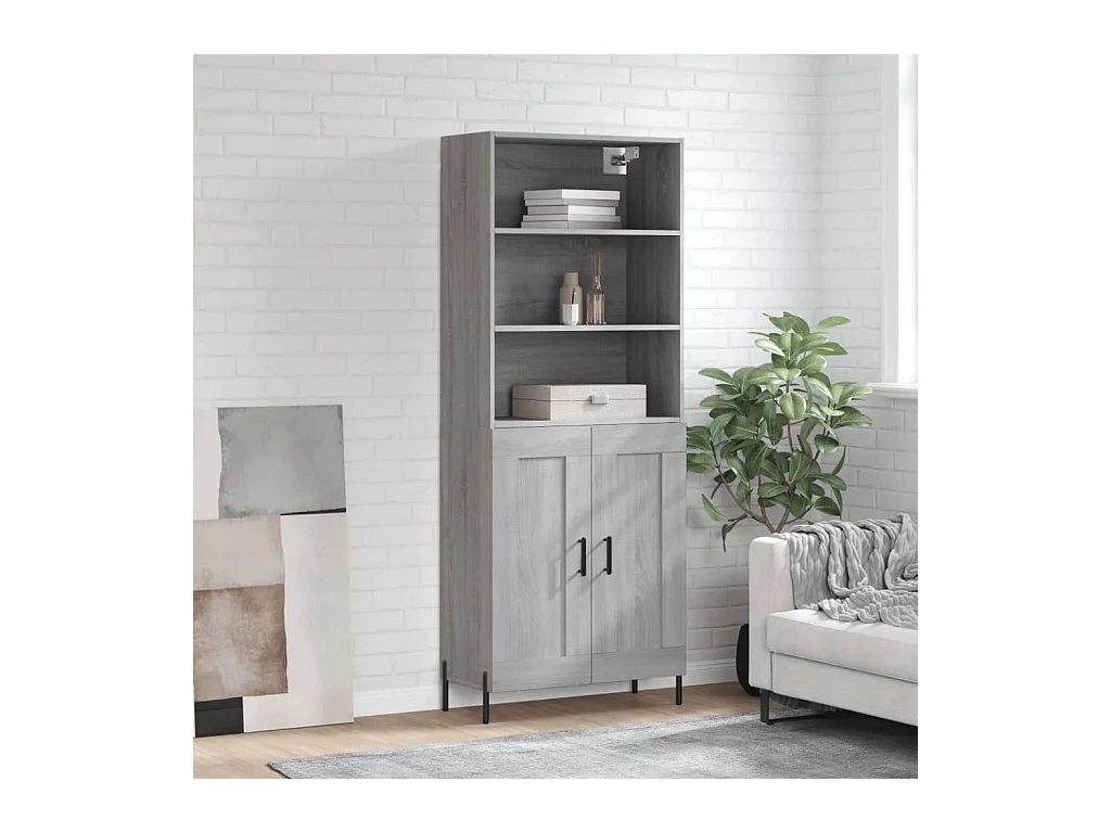 Buffet haut Sonoma gris 69,5x34x180 cm Bois d'ingénierie