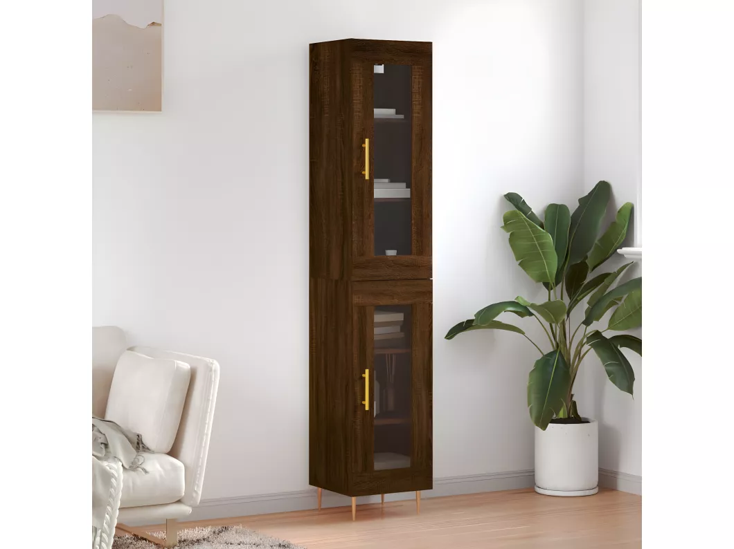 Kauf Unique Highboard Braun Eichen-Optik 34,5x34x180 cm Holzwerkstoff