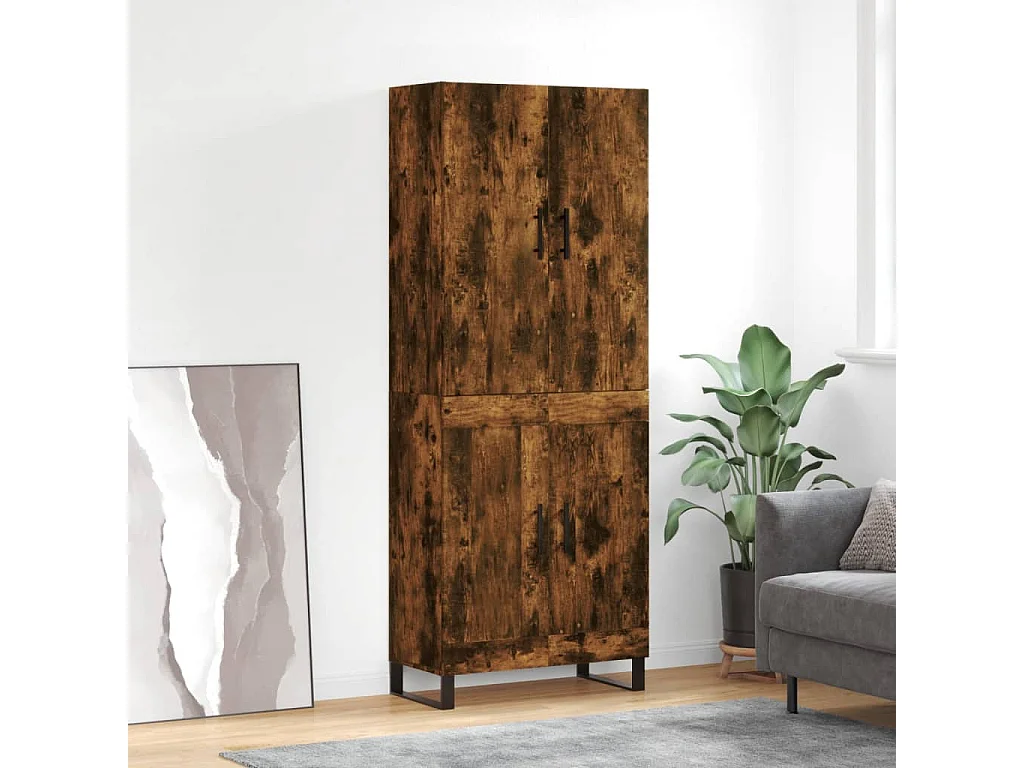 Highboard Räuchereiche 69,5x34x180 cm Holzwerkstoff