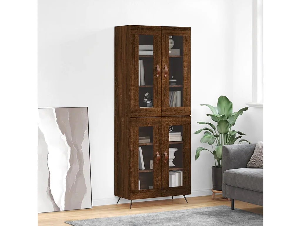 Buffet haut Chêne marron 69,5x34x180 cm Bois d'ingénierie