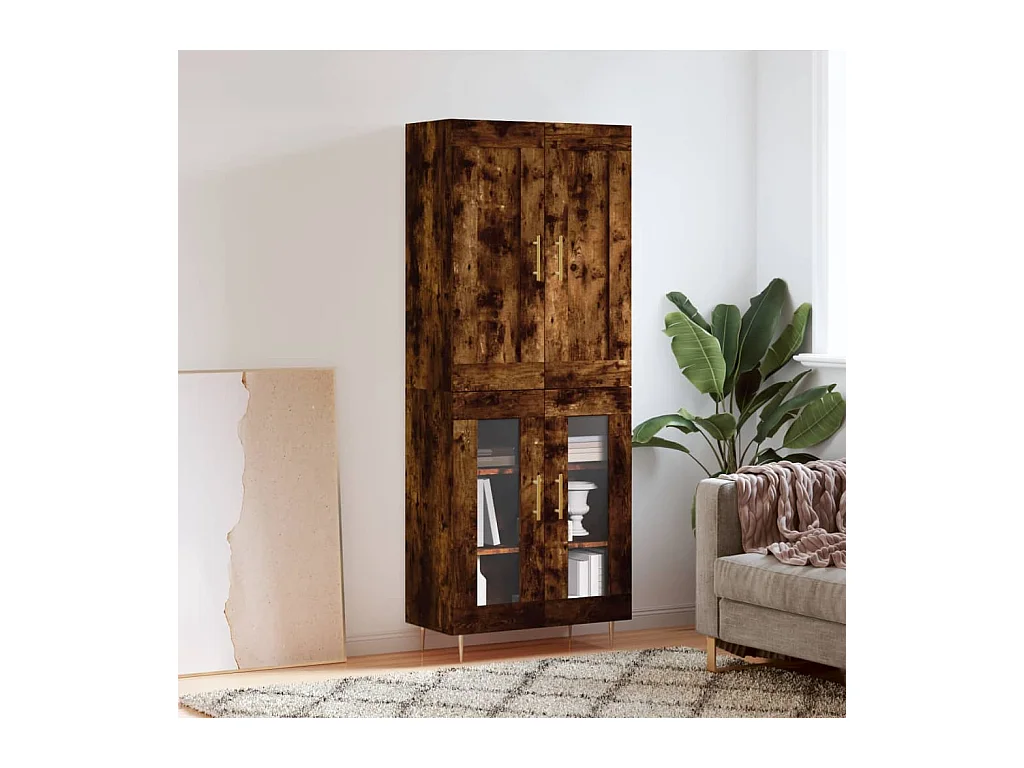 Highboard Räuchereiche 69,5x34x180 cm Holzwerkstoff