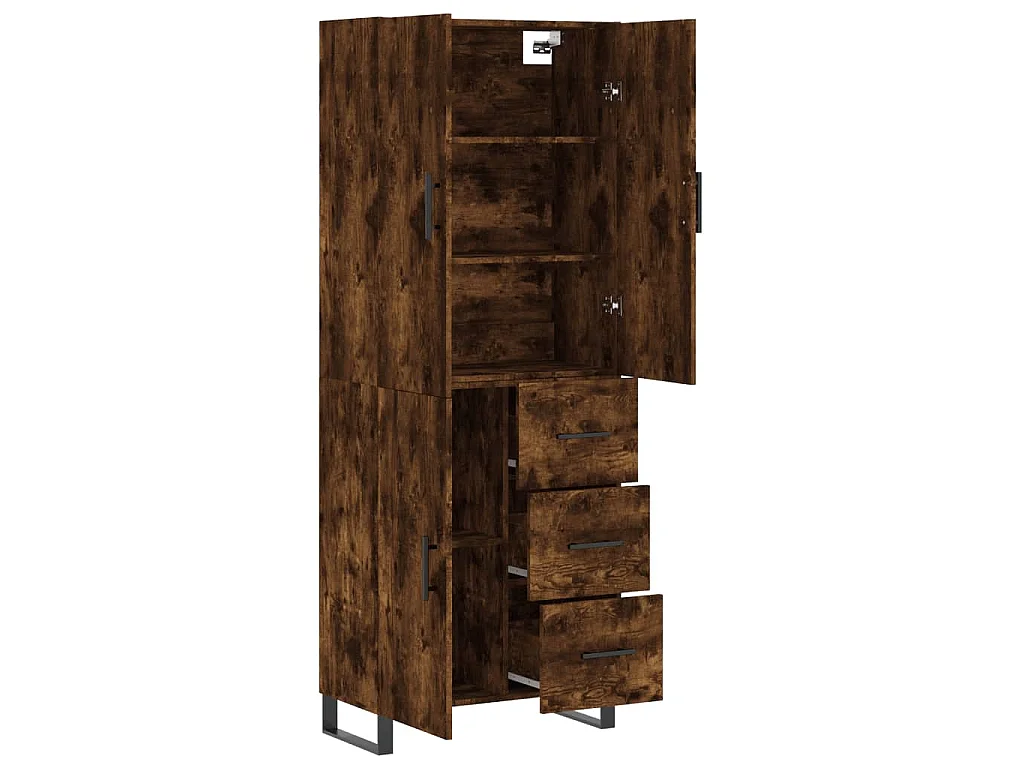 Buffet haut Chêne fumé 69,5x34x180 cm Bois d'ingénierie