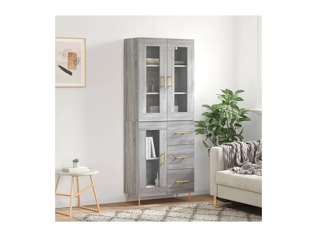 Buffet haut Sonoma gris 69,5x34x180 cm Bois d'ingénierie