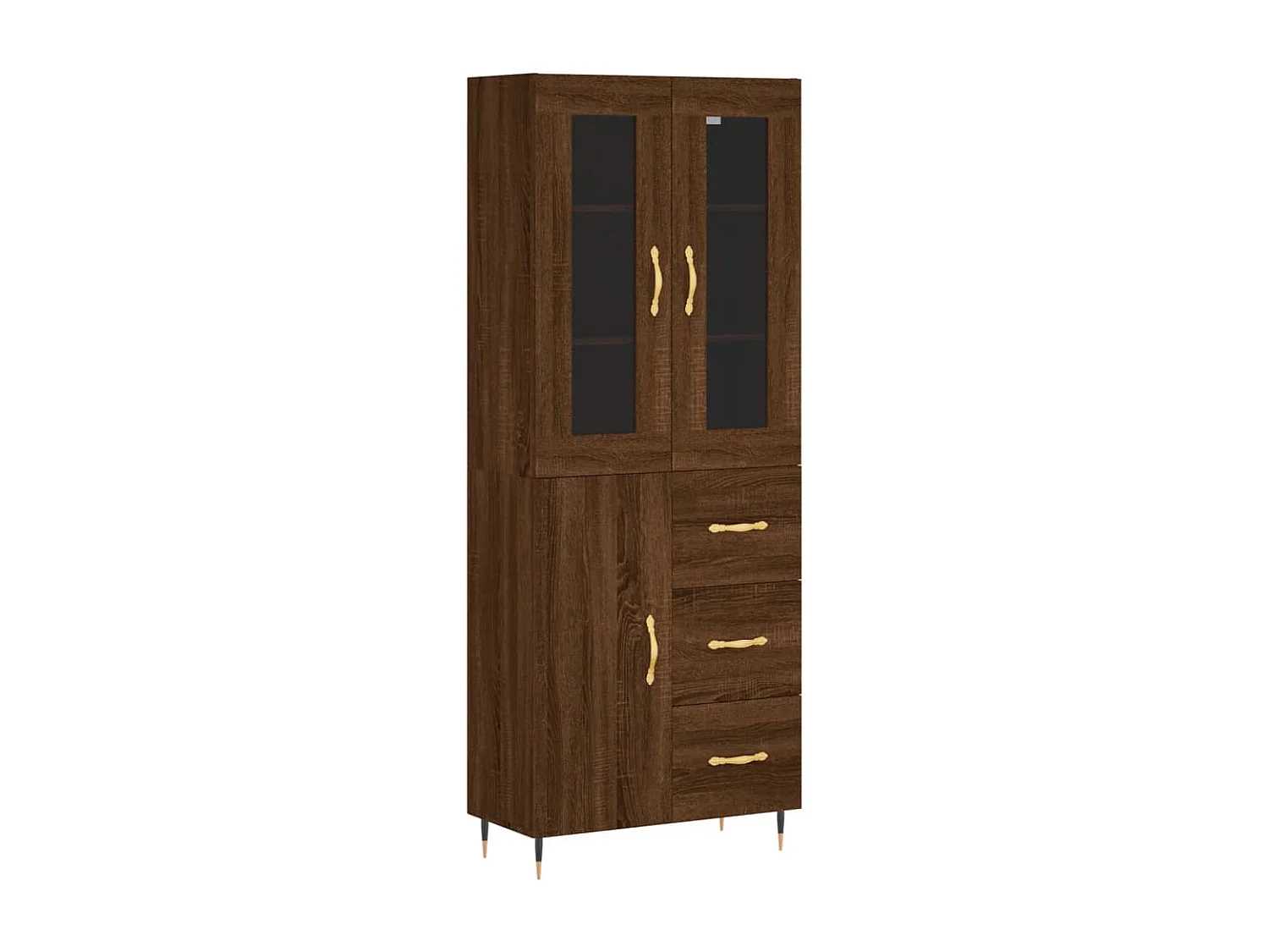 Buffet haut Chêne marron 69,5x34x180 cm Bois d'ingénierie