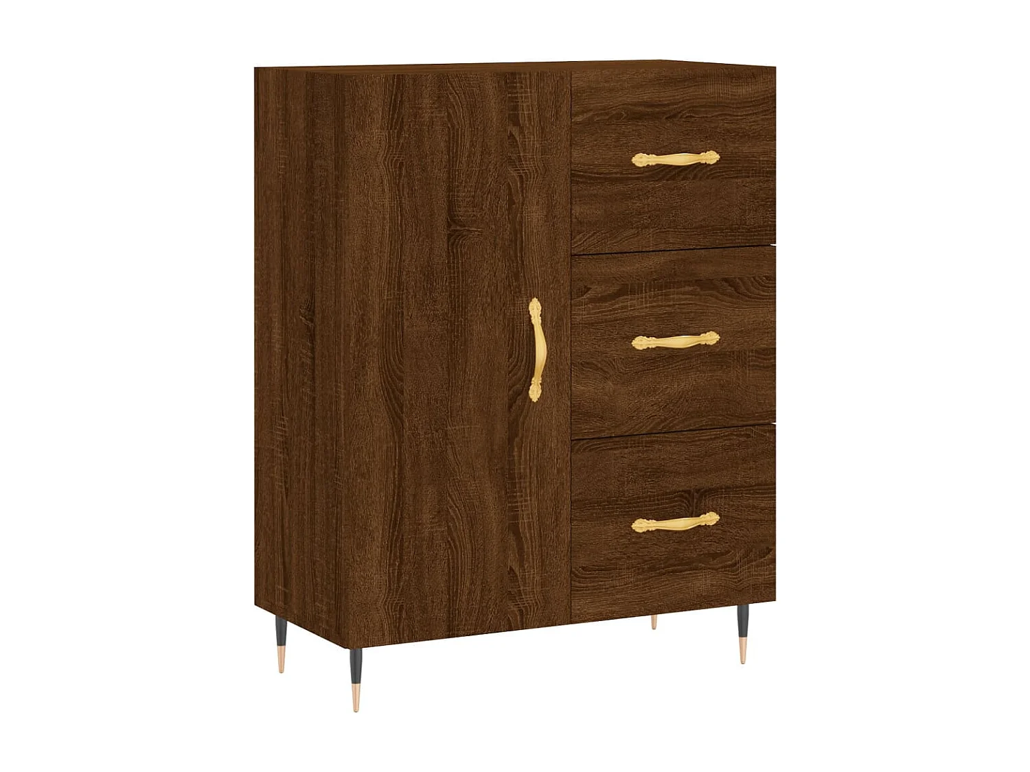 Buffet haut Chêne marron 69,5x34x180 cm Bois d'ingénierie