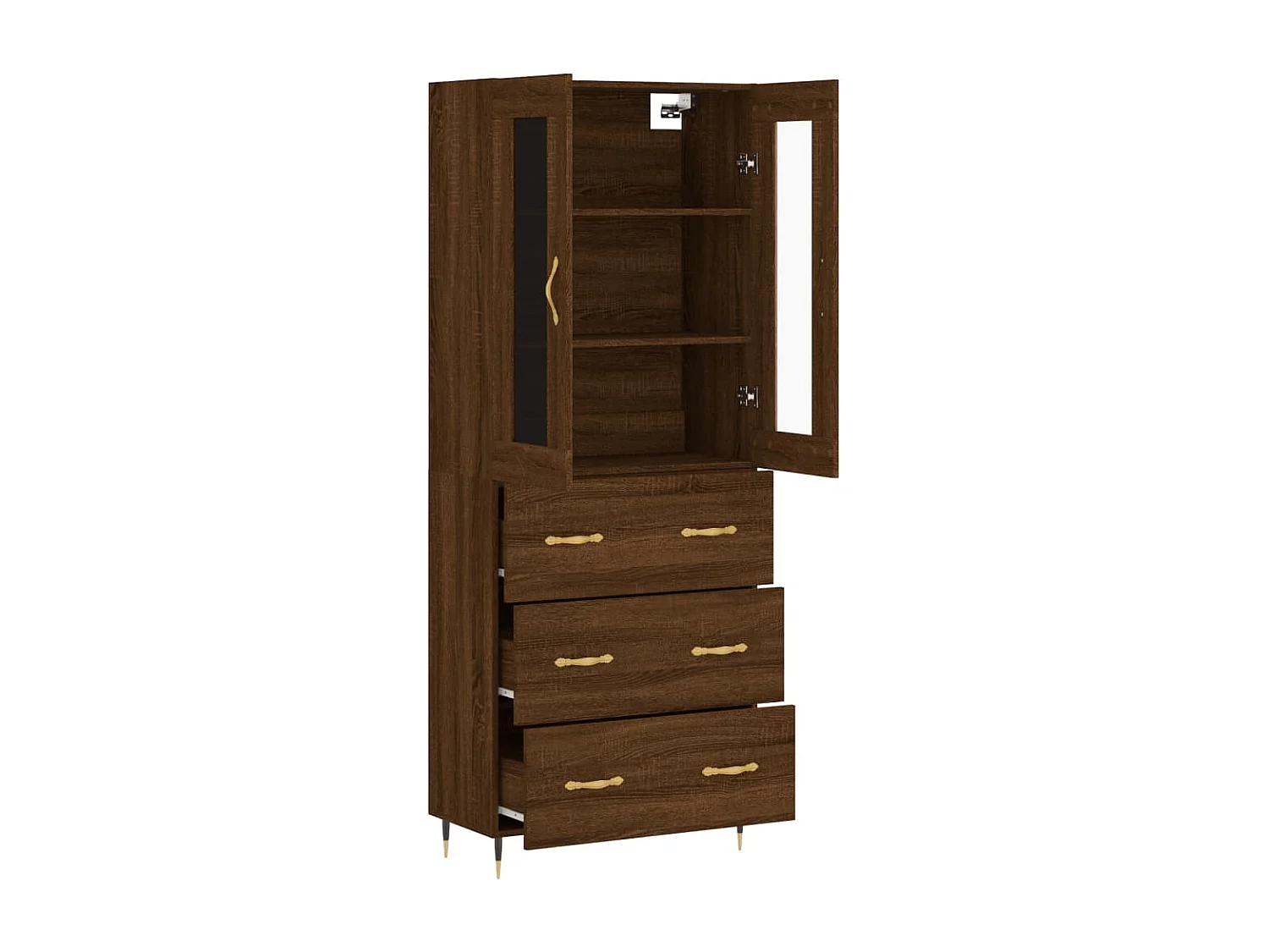 Buffet haut Chêne marron 69,5x34x180 cm Bois d'ingénierie