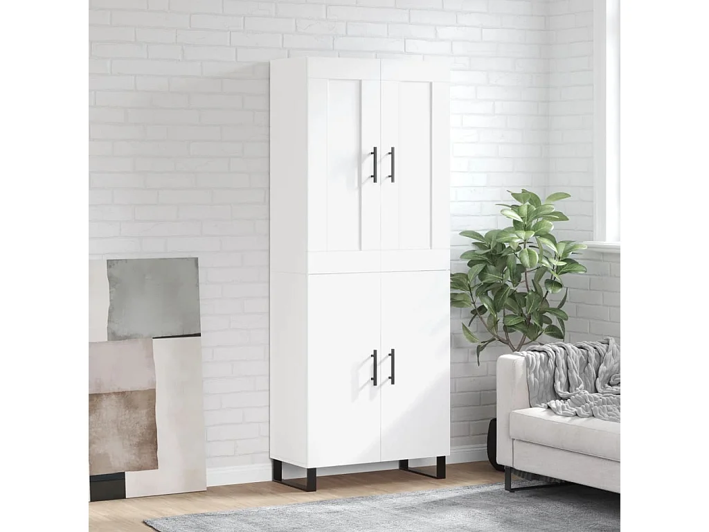 Credenza Bianca 69,5x34x180 cm in Legno Multistrato