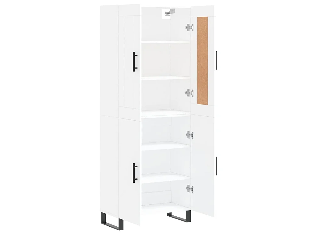 Credenza Bianca 69,5x34x180 cm in Legno Multistrato