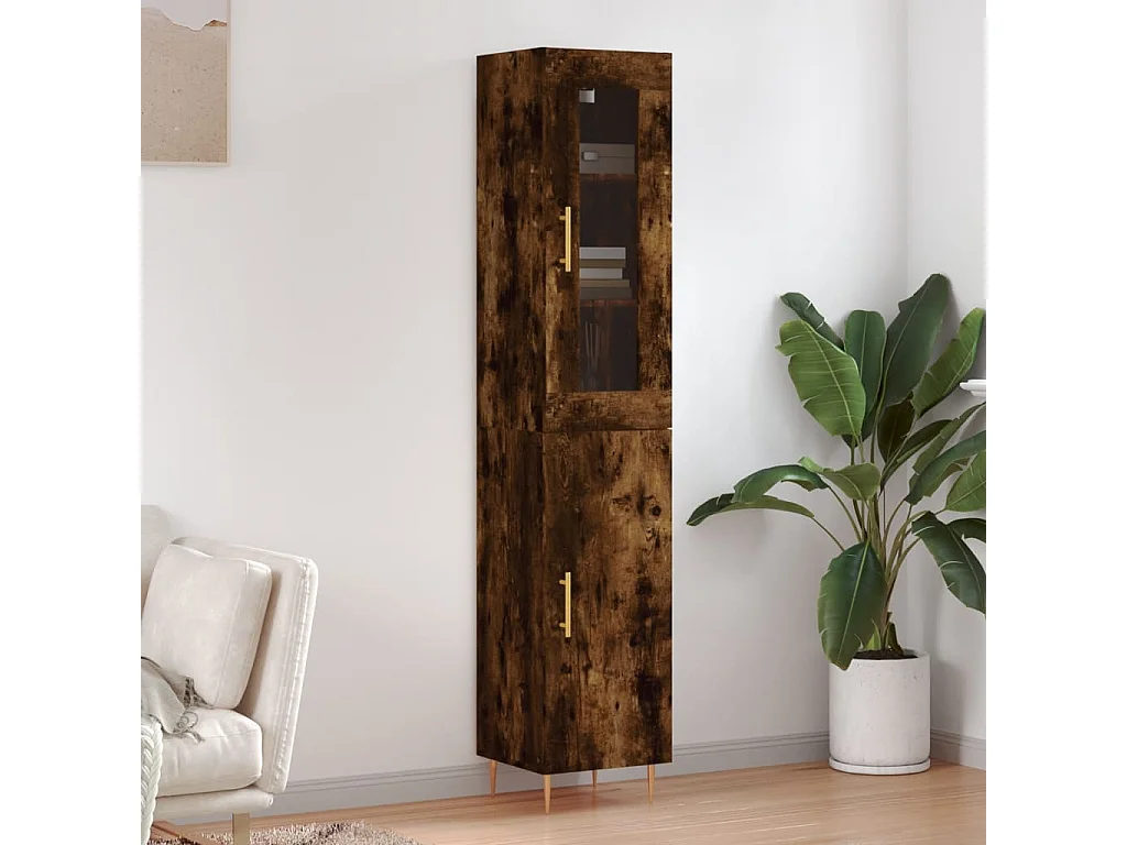 Armário alto 34,5x34x180cm madeira processada carvalho fumado