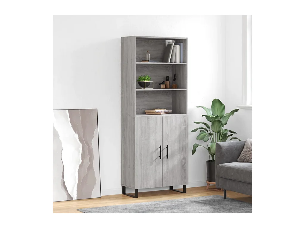 Buffet haut Sonoma gris 69,5x34x180 cm Bois d'ingénierie