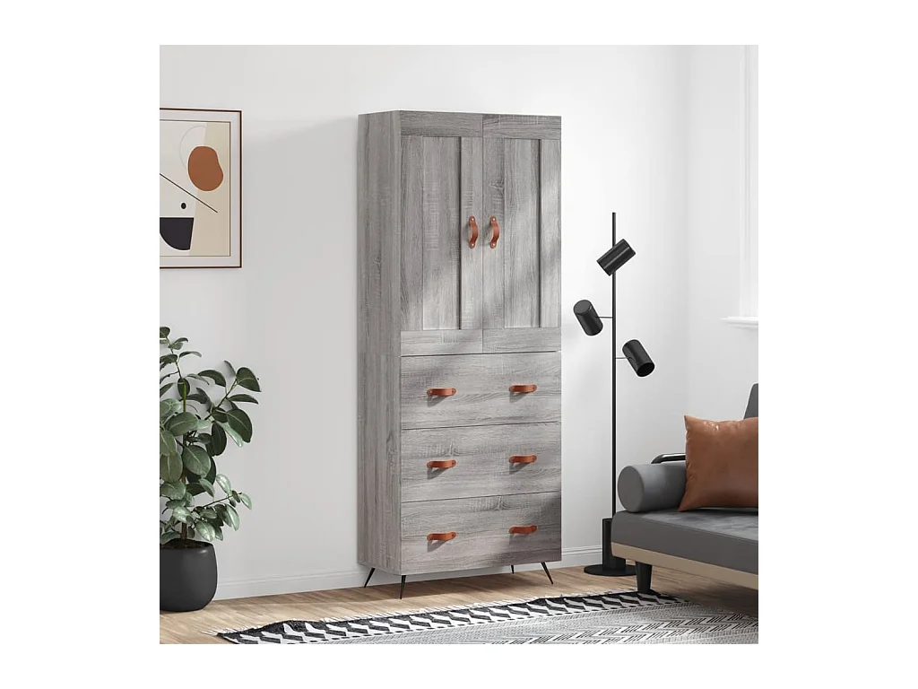 Buffet haut Sonoma gris 69,5x34x180 cm Bois d'ingénierie