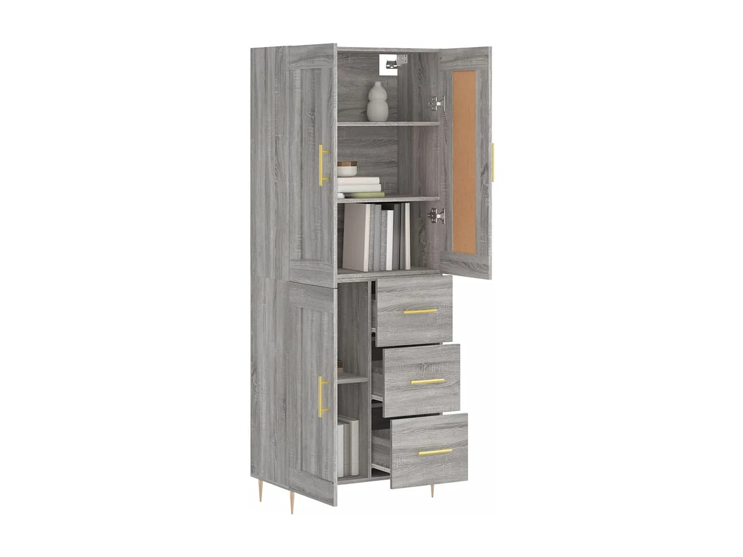 Highboard Grau Sonoma 69,5x34x180 cm Holzwerkstoff