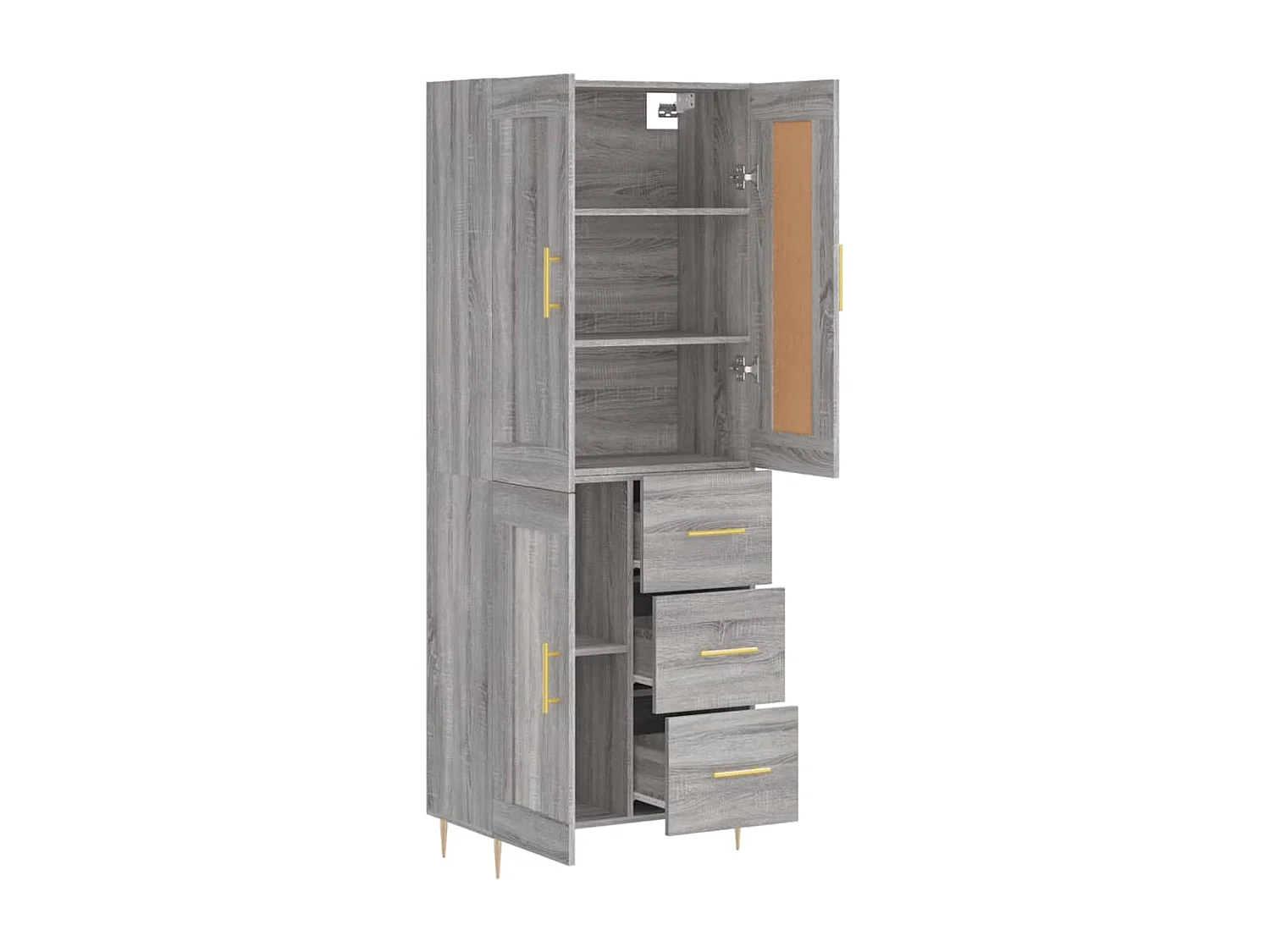 Highboard Grau Sonoma 69,5x34x180 cm Holzwerkstoff