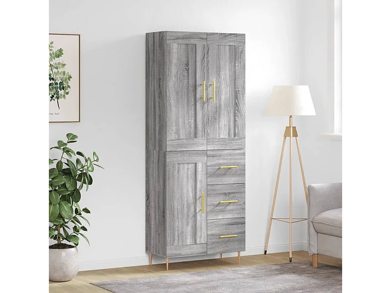 Highboard Grau Sonoma 69,5x34x180 cm Holzwerkstoff