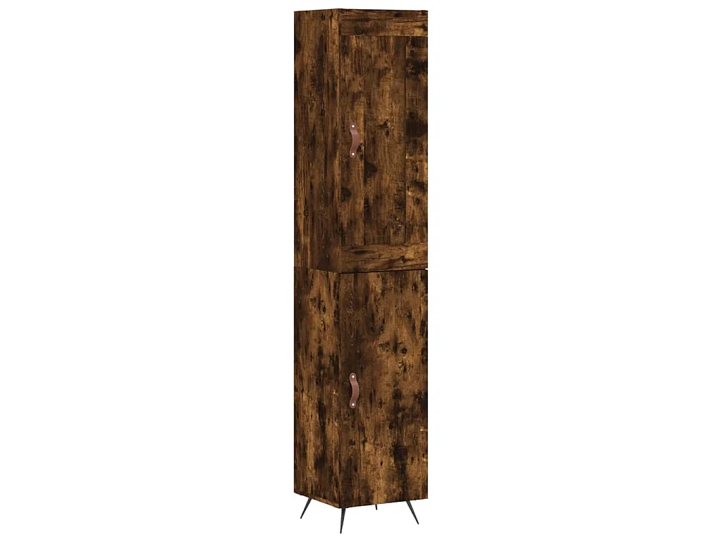 Hoge kast 34,5x34x180 cm bewerkt hout gerookt eikenkleurig