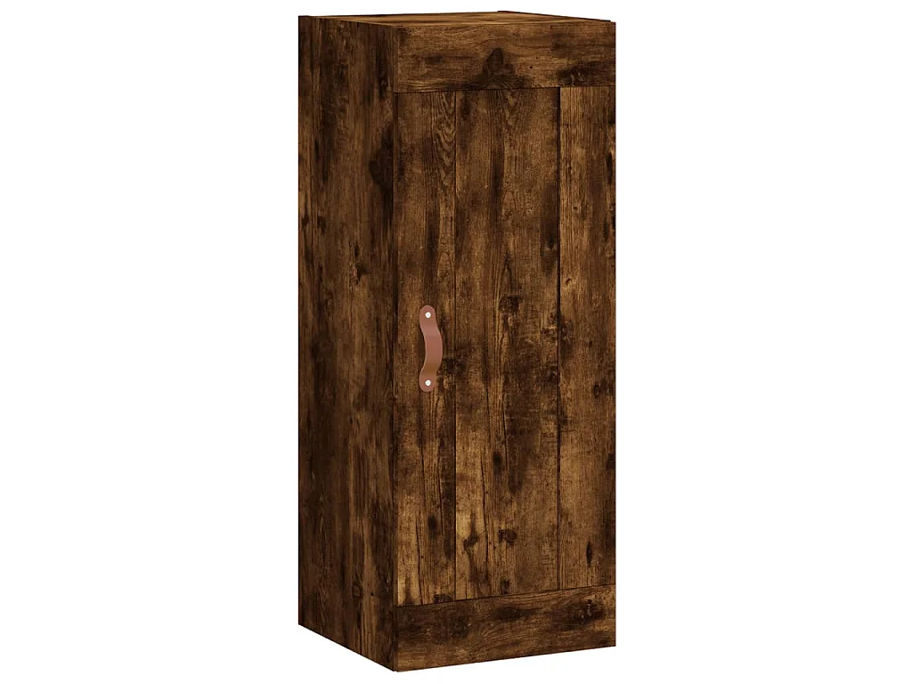 Hoge kast 34,5x34x180 cm bewerkt hout gerookt eikenkleurig