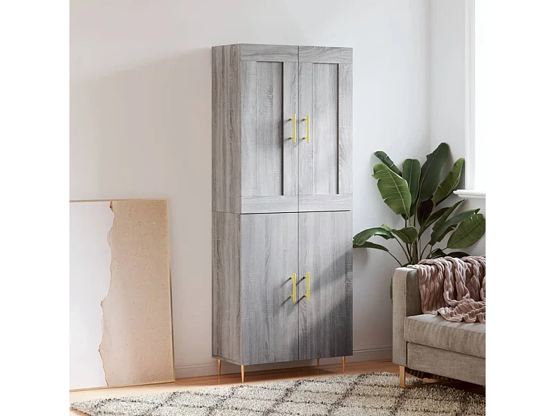 Highboard Grau Sonoma 69,5x34x180 cm Holzwerkstoff