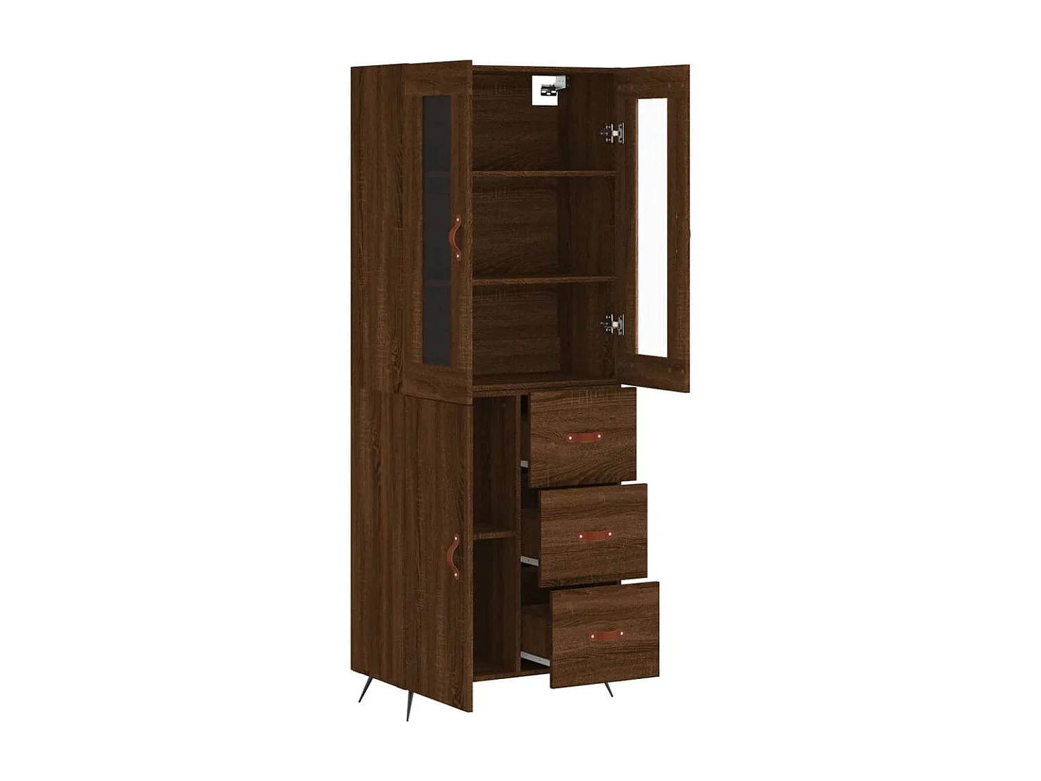 Buffet haut Chêne marron 69,5x34x180 cm Bois d'ingénierie