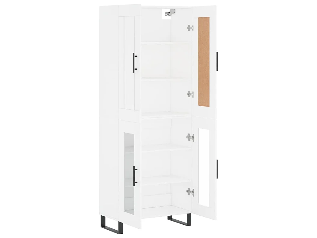 Hoge kast 69,5x34x180 cm bewerkt hout wit