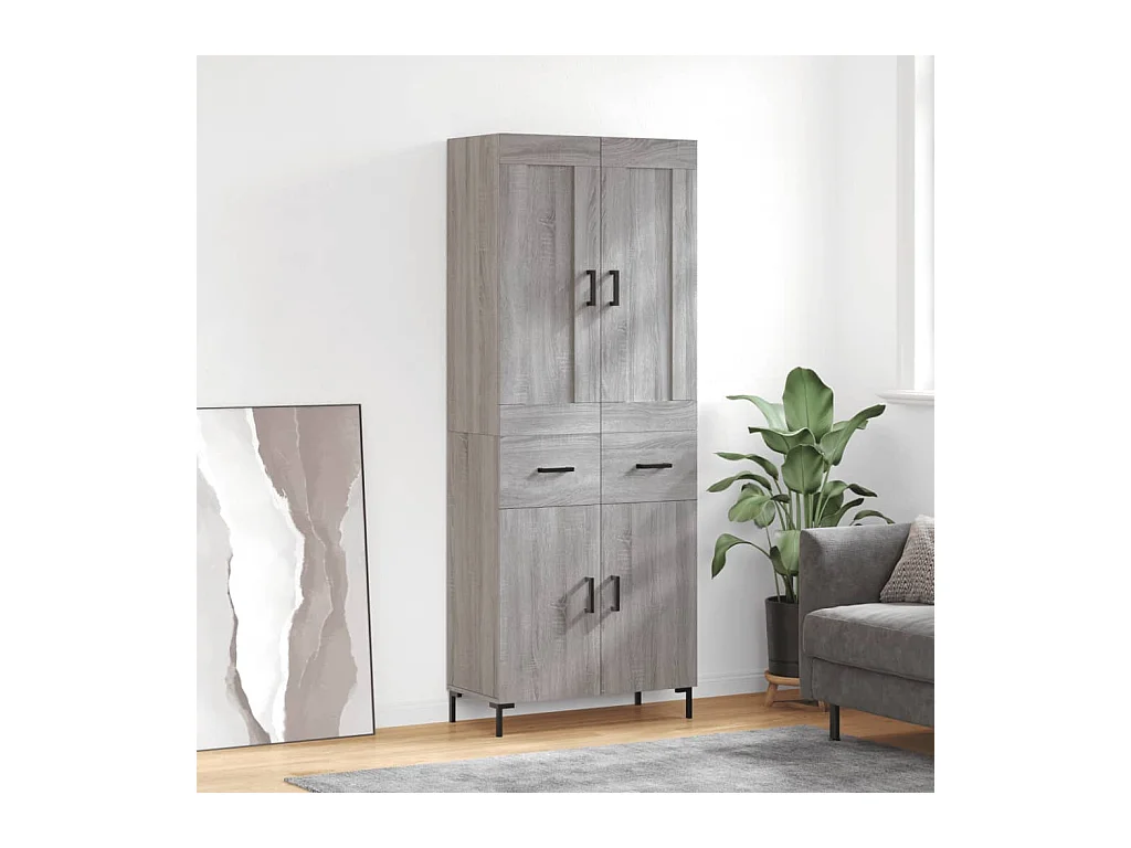 Highboard Grau Sonoma 69,5x34x180 cm Holzwerkstoff
