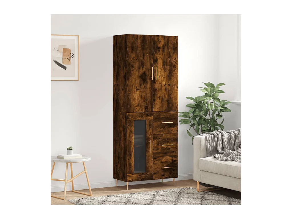 Highboard Räuchereiche 69,5x34x180 cm Holzwerkstoff