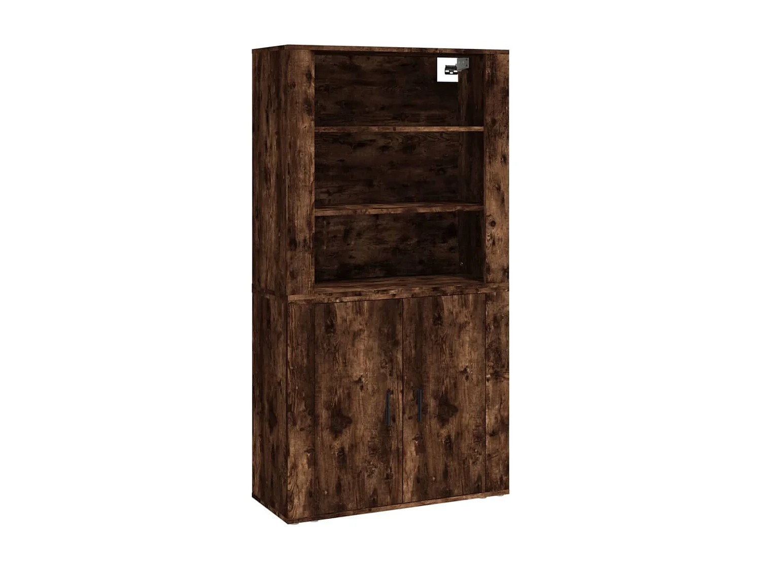 Hoge kast bewerkt hout gerookt eikenkleurig