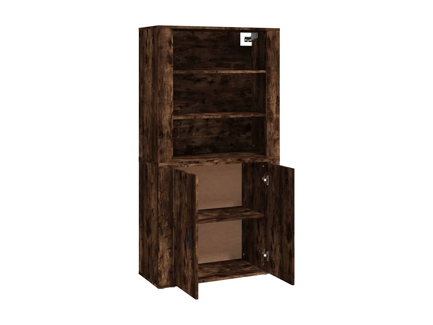 Hoge kast bewerkt hout gerookt eikenkleurig