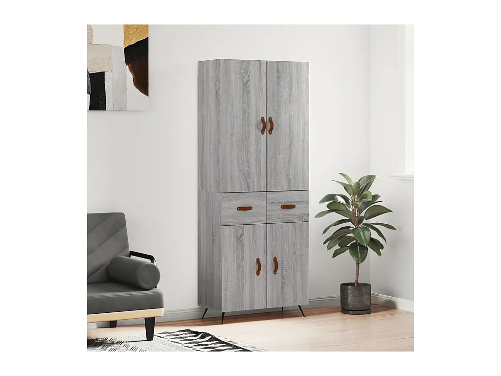 Buffet haut Sonoma gris 69,5x34x180 cm Bois d'ingénierie