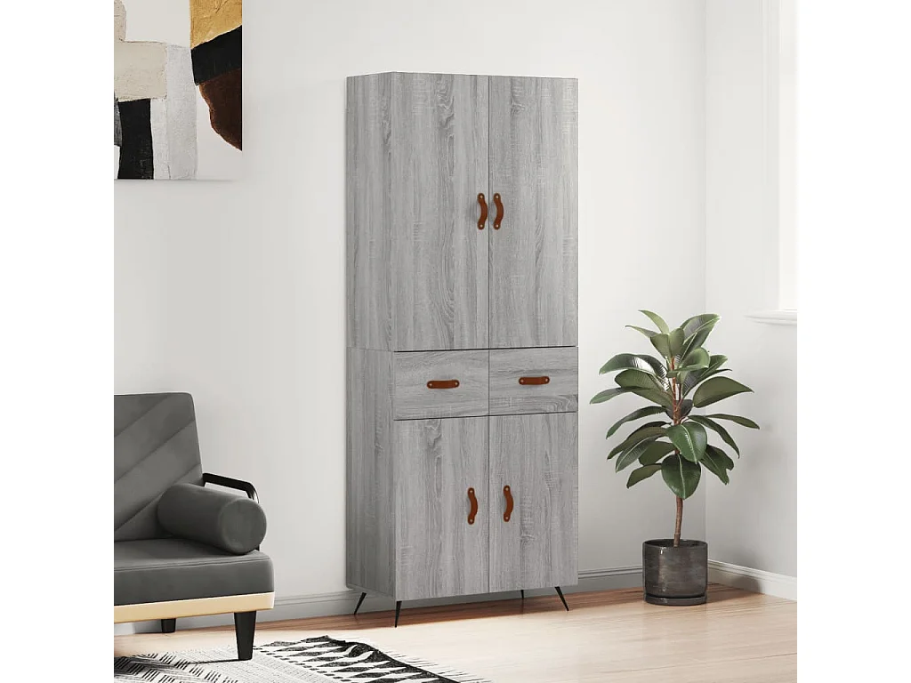 Buffet haut Sonoma gris 69,5x34x180 cm Bois d'ingénierie