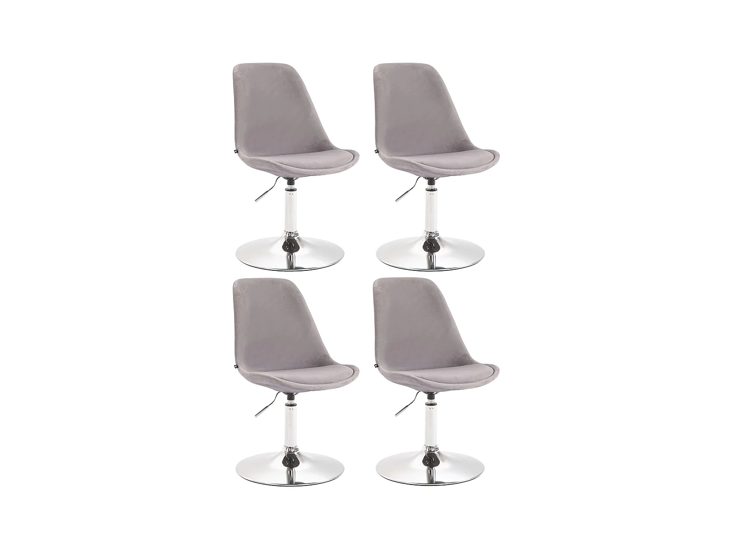 Lot de 4  chaise salle à manger - Velours & Chrome - Gris - Maverick