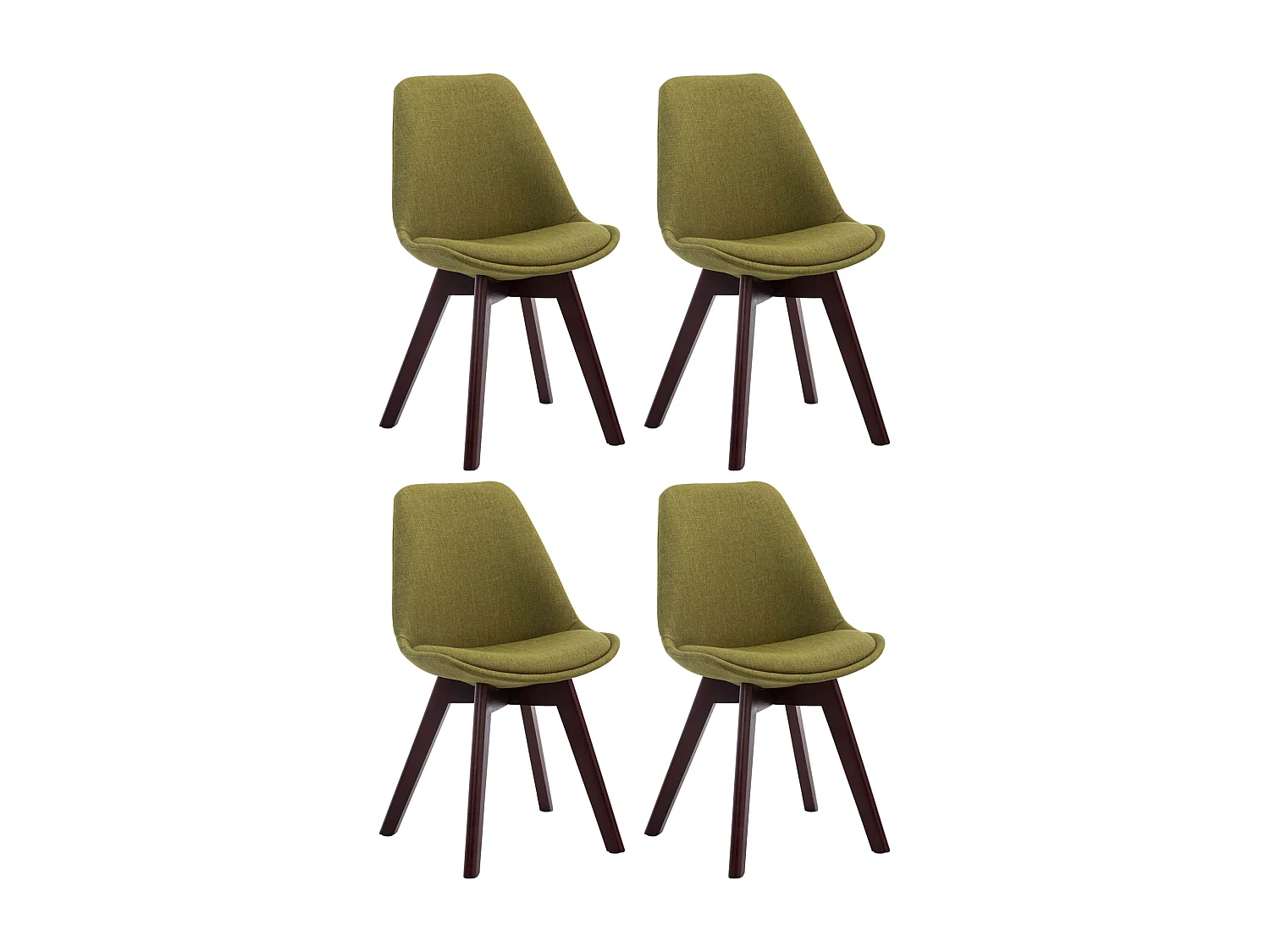 Lot de 4  chaise salle à manger - Tissu & Noyer - Vert - Borneo V2