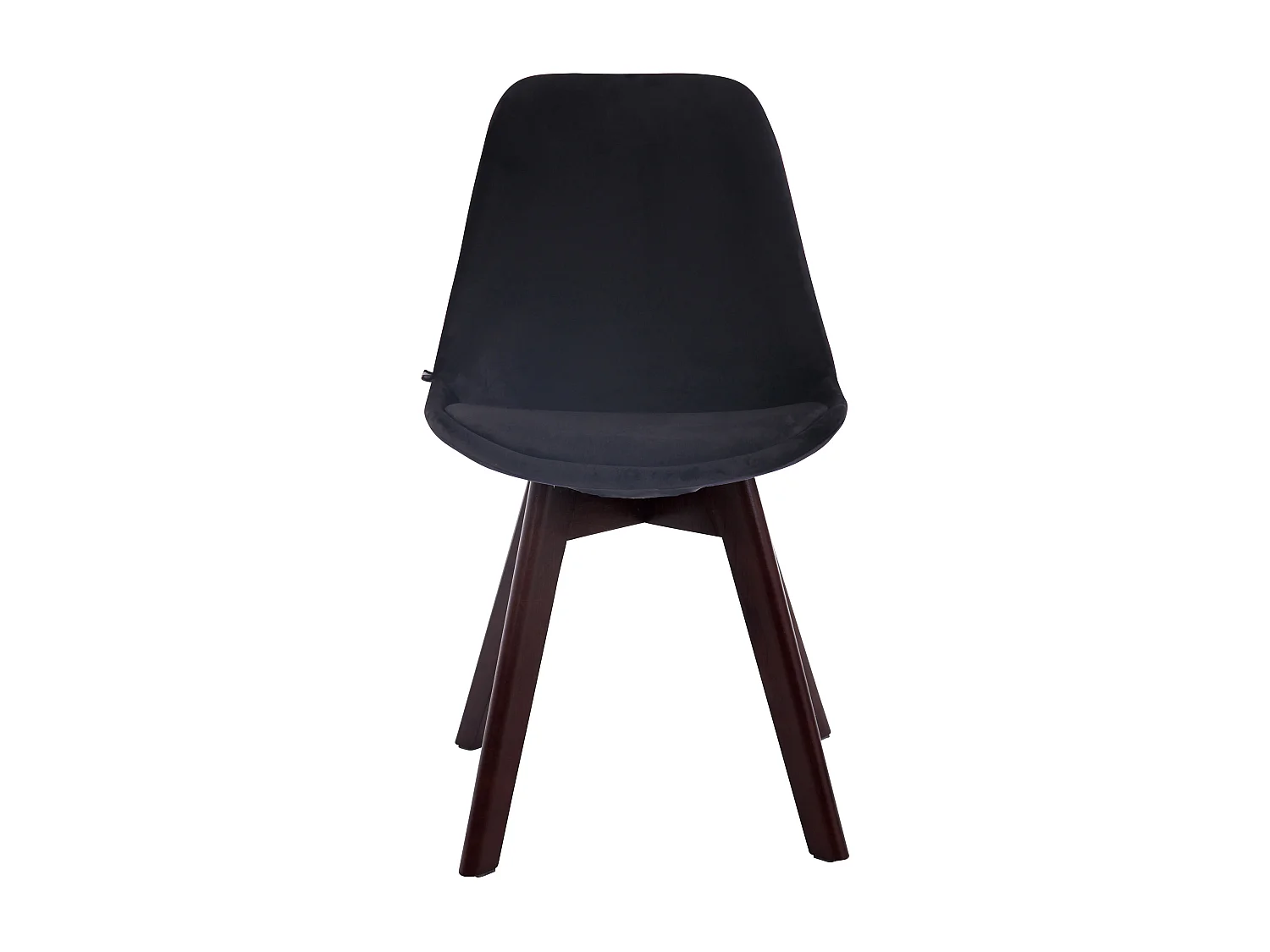 Lot de 4  chaise salle à manger - Velours & Noyer - Noir - Borneo V2