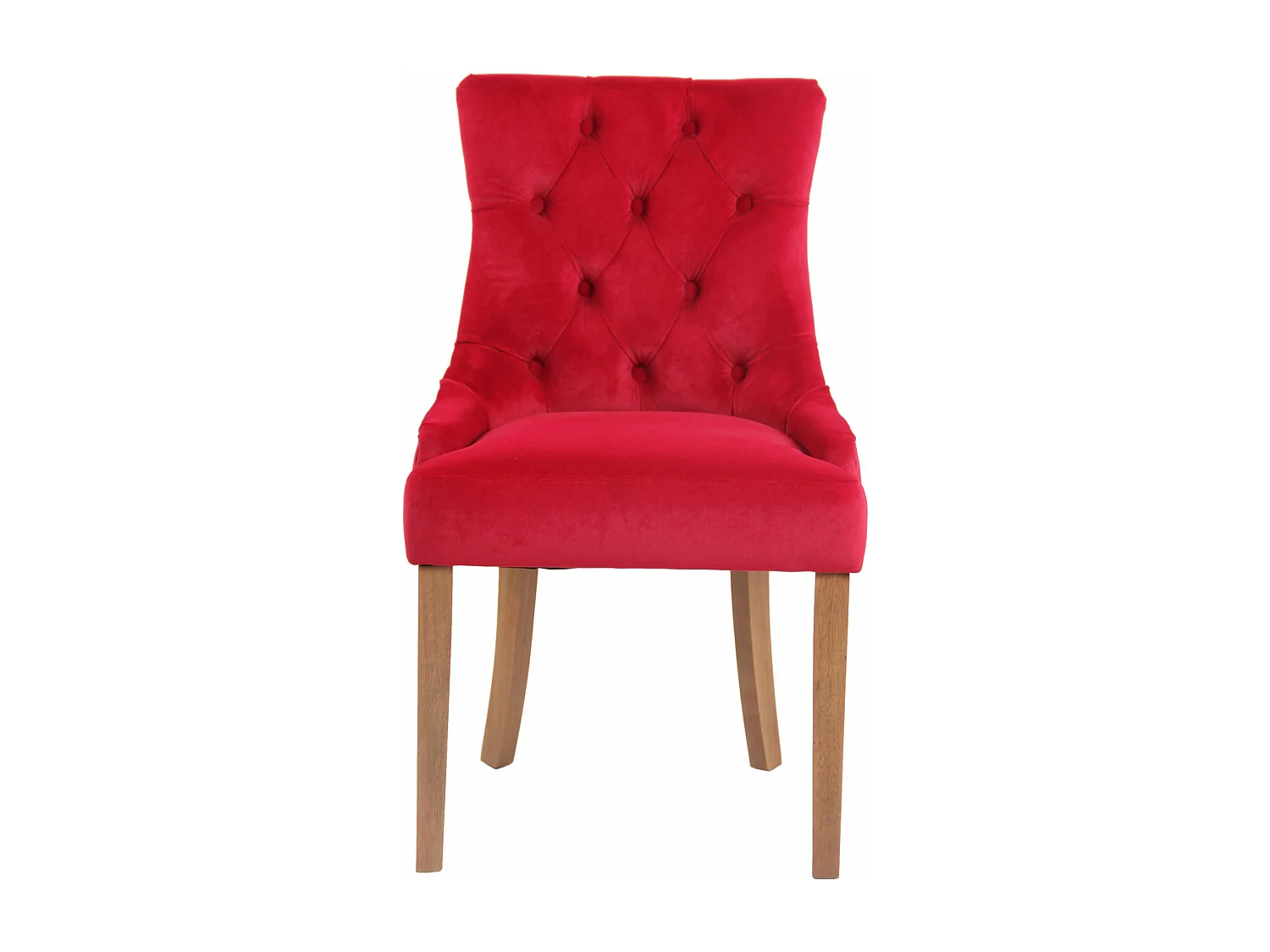 Lot de 4  chaise salle à manger - Velours & Antique clair - Rouge - Aberdeen