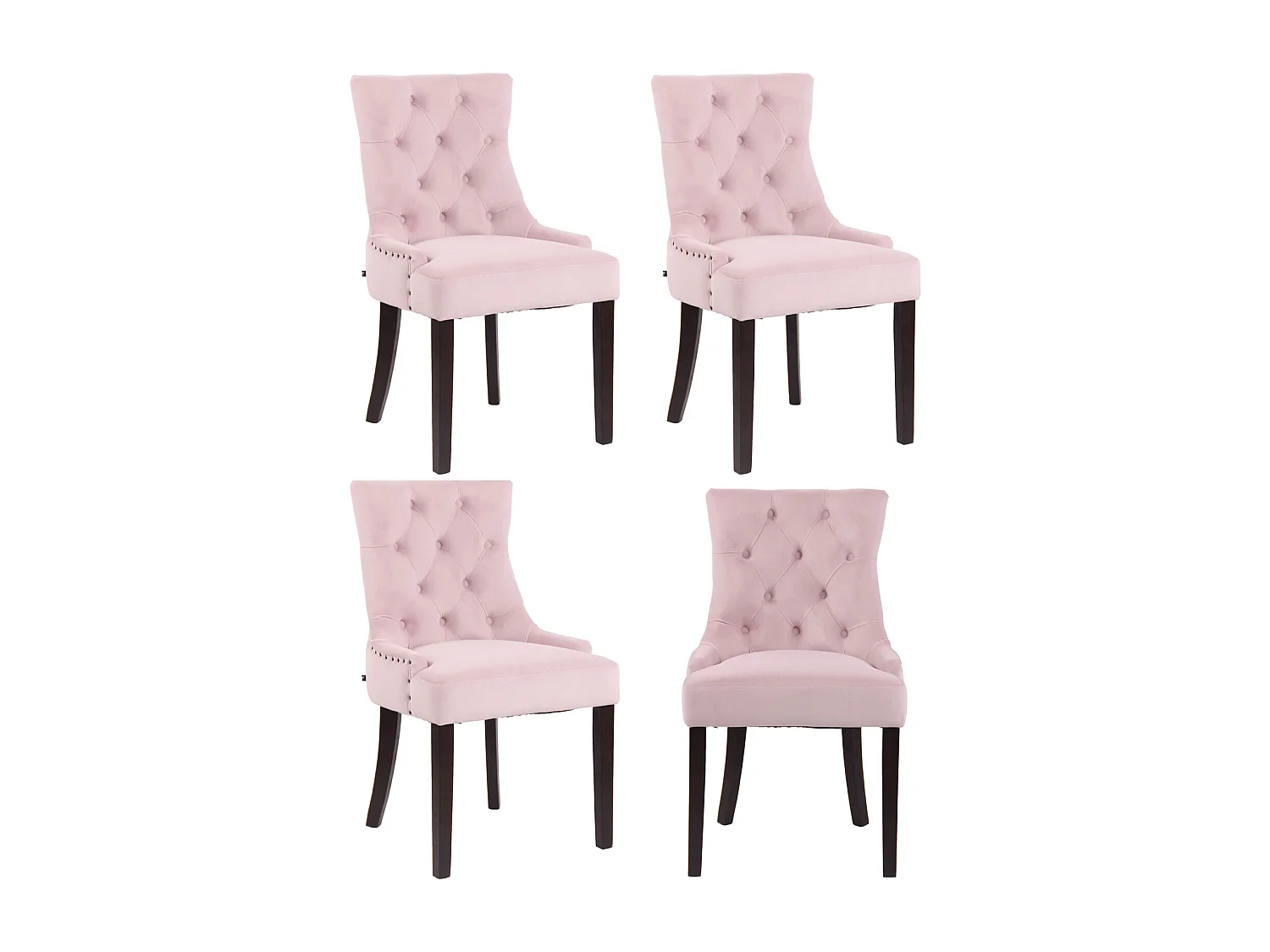 Lot de 4  chaise salle à manger - Velours & Antique - Rose - Aberdeen