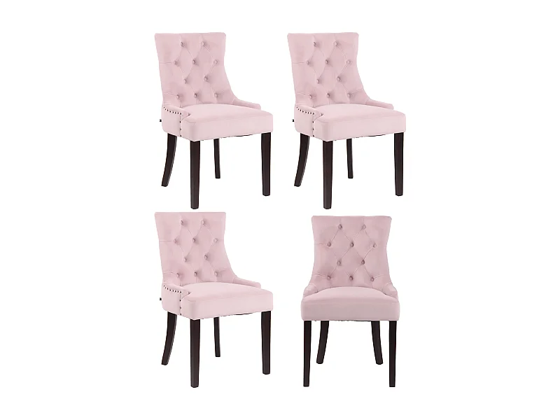 Lot de 4  chaise salle à manger - Velours & Antique - Rose - Aberdeen