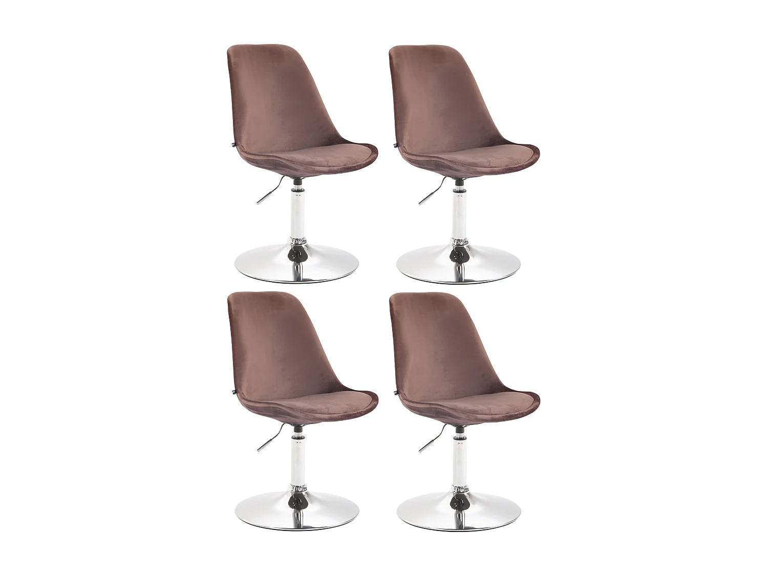 Lot de 4  chaise salle à manger - Velours & Chrome - Marron - Maverick