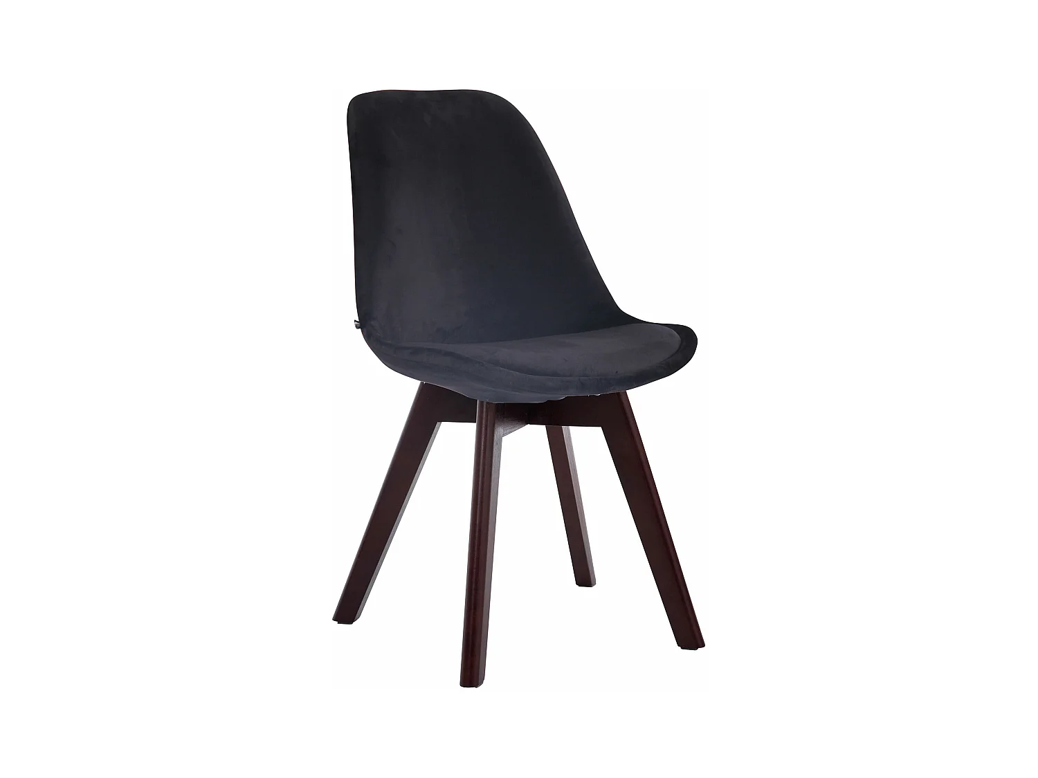 chaise salle à manger - Velours & Noyer - Noir - Borneo
