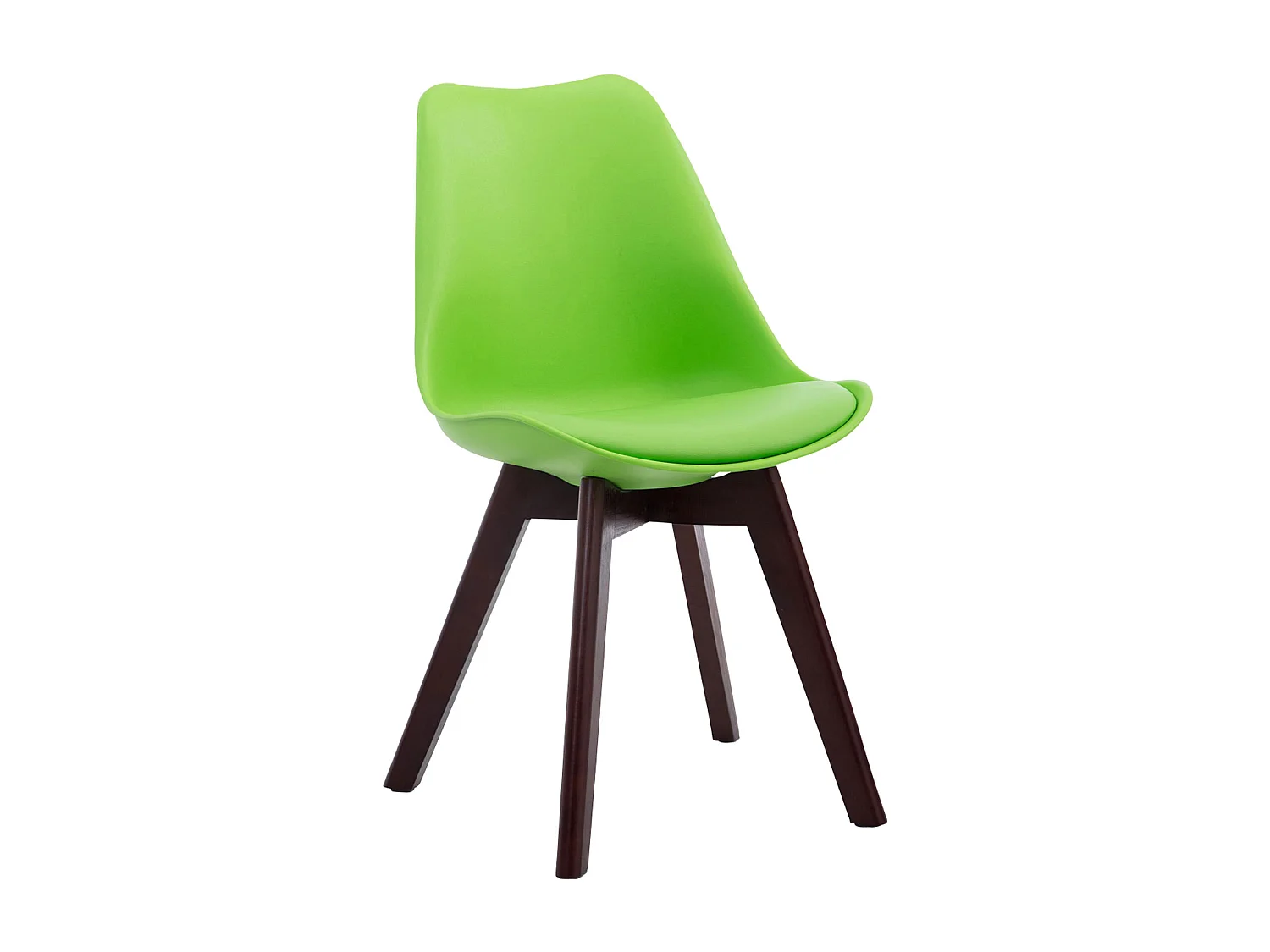 Lot de 4  chaise salle à manger - Similicuir & Noyer - Vert - Borneo V2