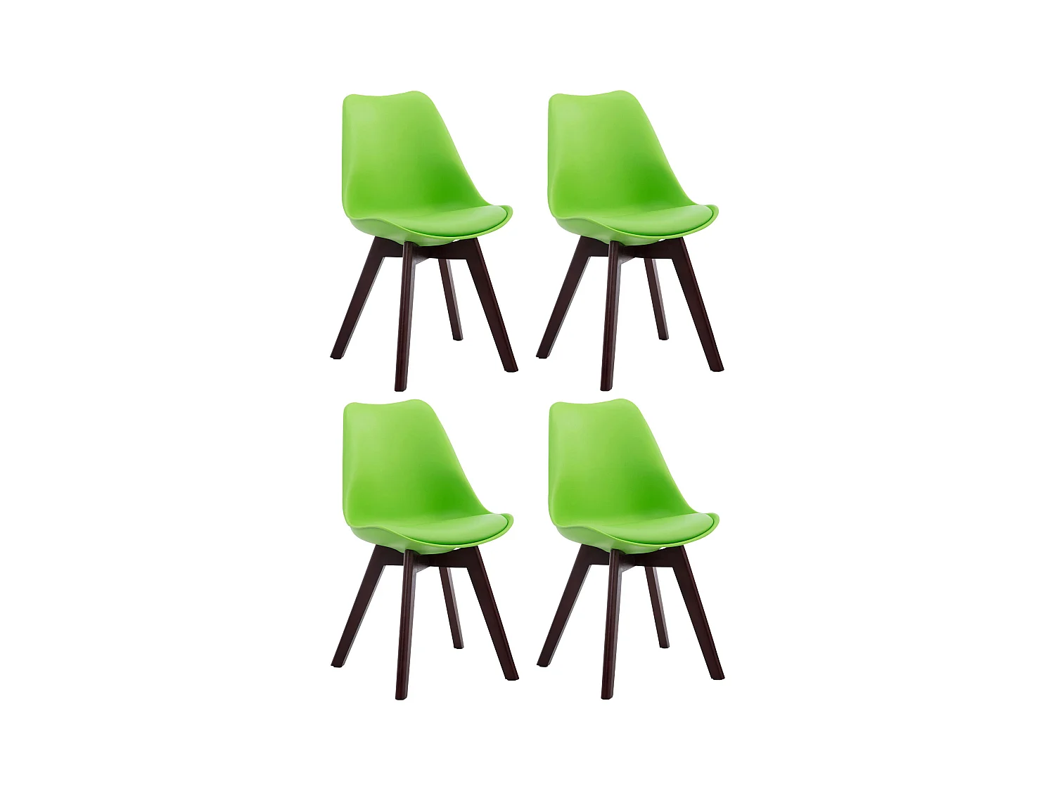 Lot de 4  chaise salle à manger - Similicuir & Noyer - Vert - Borneo V2